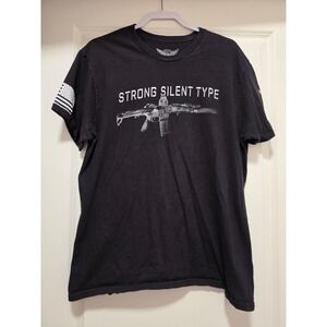 We The People Holsters Strong Silent Type Black Graphic T-Shirt Mens XL USA Made